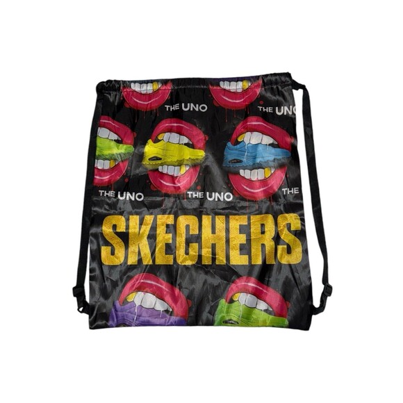 Skechers Shoes The Uno Mouth Teeth Nylon Backpack Tote Knapsack Bag - Picture 1 of 5